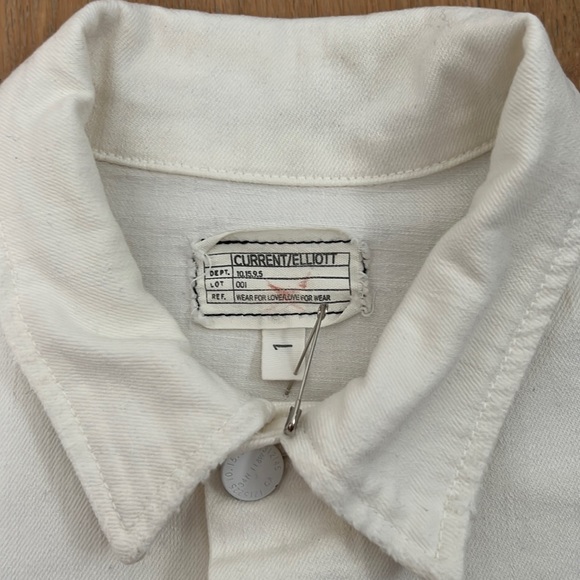 CURRENT/ELLIOT Oversized White Trucker Denim Jacket, White Tattered - 1, Small - Picture 7 of 16